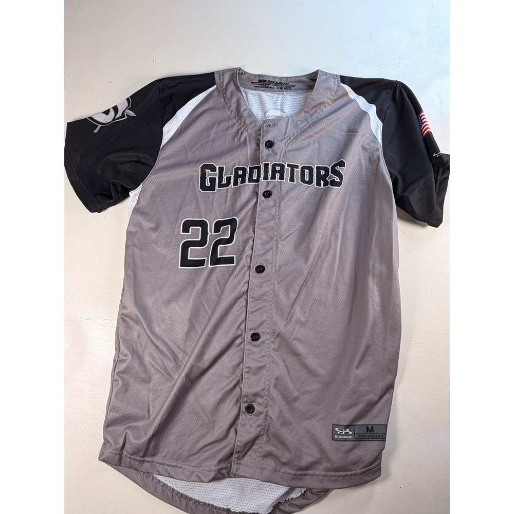 Boombah Baseball Jersey Mens Medium Grey Y2K Gladiators Welch 22 Mesh